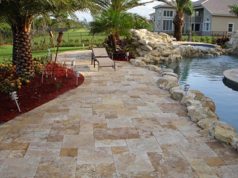 Gold Travertine Pool Deck