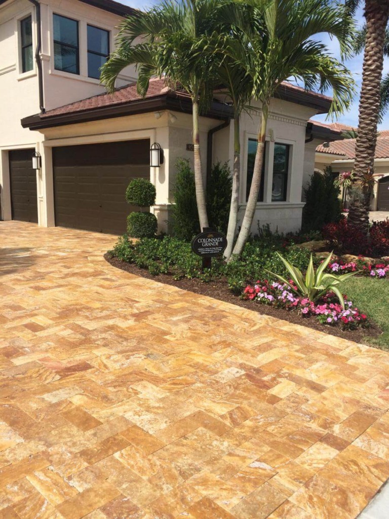 Gold Travertine Driveway