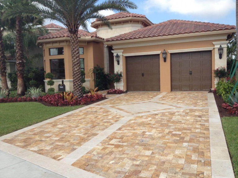Gold Travertine Driveway